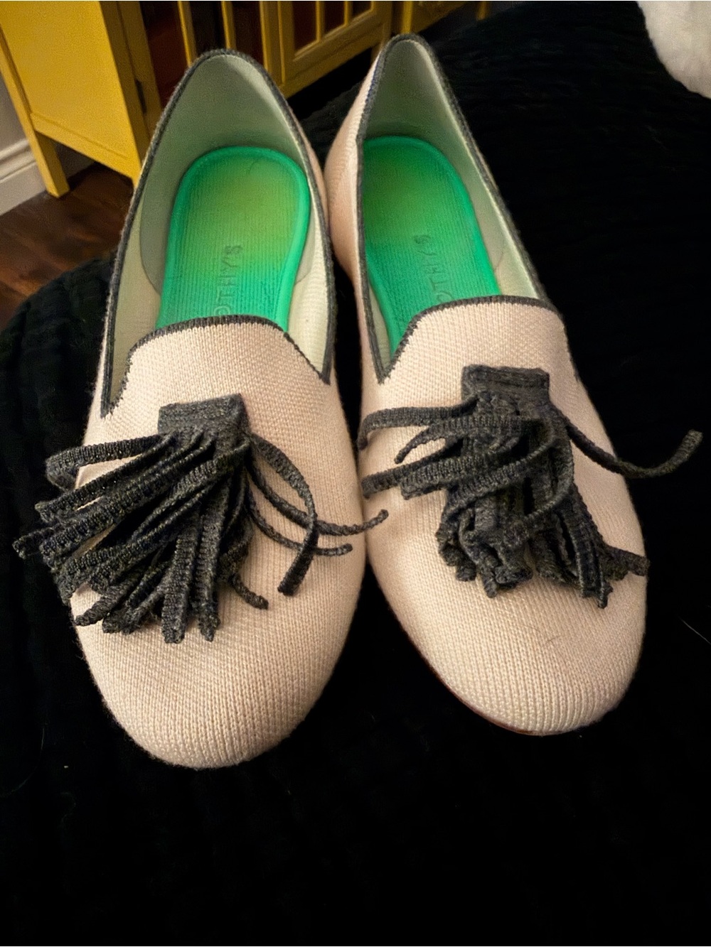 Rothy’s Women's Cream Tassel Loafers in Cream & Gray